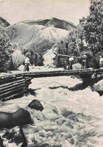 AK / Ansichtskarte  Altai-Mountains Altai-Gebirge Mongolia Pont à travers la rivière Iéduguème