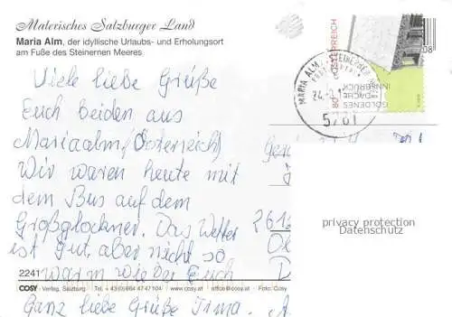 AK / Ansichtskarte  Maria Alm Steinernen Meer AT Panorama Kapelle Denkmal Wasserfall Ortszentrum
