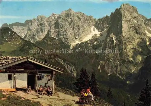 AK / Ansichtskarte  Hinterkaiseralm Ellmau Elmau Tirol AT Berghaus Blick gegen Wilden Kaiser Kaisergebirge