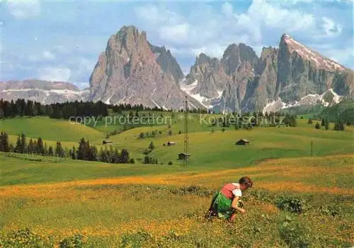 AK / Ansichtskarte  Alpe di Siusi Seiseralm Trentino IT Landschaftspanorama Groedner Tal mit Langkofelgruppe Dolomiten