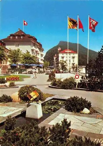 AK / Ansichtskarte  Buergenstock Vierwaldstaettersee NW Hotels Park- und Palace Hotel Brunnen Flaggen