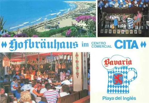 AK / Ansichtskarte  Playa del Ingles Gran Canaria ES Hofbraeuhaus im Cita Gastraum Livemusik Panorama Blick auf den Strand