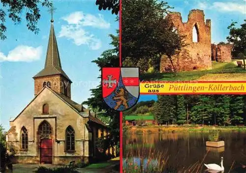 AK / Ansichtskarte  Koellerbach Kirche Ruine Bucherbach Fischweiher