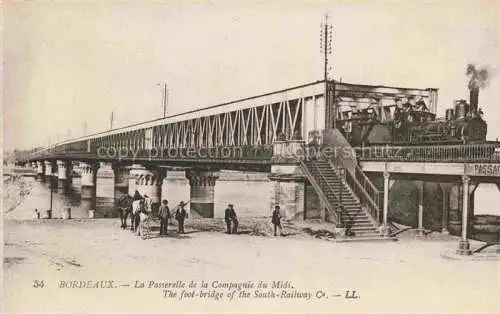 AK / Ansichtskarte  BORDEAUX 33 La Passerelle de la Compagnie du Midi Train Dampflokomotive