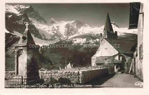 AK / Ansichtskarte  La Grave-en-Oisans 05 Hautes-Alpes Eglise la Meye et le Râteau