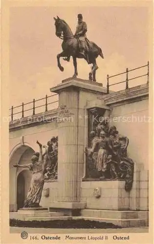 AK / Ansichtskarte  OSTENDE Oostende West-Vlaanderen Belgie Monument Léopold II Reiterstandbild