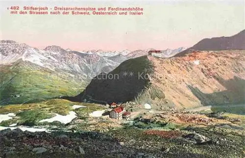 AK / Ansichtskarte  Stilfserjoch 2750m Passo dello Stelvio IT Panorama Dreisprachenspitze und Ferdinandshoehe