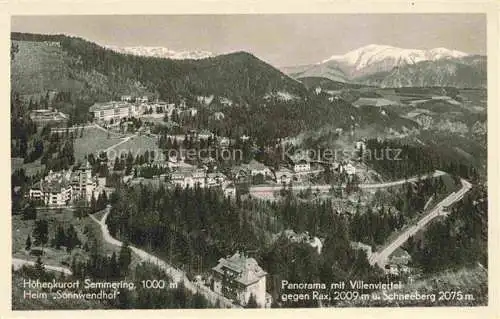 AK / Ansichtskarte  Semmering Niederoesterreich Panorama Hoehenkurort Heim Sonnwendhof Villenviertel Blick gegen Rax und Schneeberg