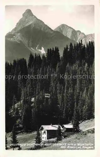 AK / Ansichtskarte  Mantschwitz Gasthaus Schoenhof Montafon