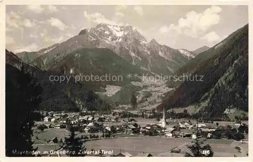 AK / Ansichtskarte  Mayrhofen  Zillertal Tirol AT Gesamtansicht Panorama Blick gegen Gruenberg Zillertal