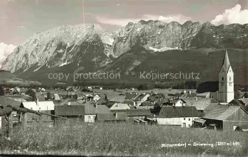 AK / Ansichtskarte  Mitterndorf Bad Steiermark AT Ortsansicht mit Kirche Blick gegen Grimming