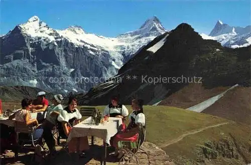 AK / Ansichtskarte  Grindelwald BE Berghotel Faulhorn Terrasse Aussicht auf Wetterhorn Berglistock Schreckhorn Simelihorn Finsteraarhorn Berner Alpen