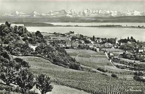 AK / Ansichtskarte  La Neuveville Bielersee Preles BE Panorama Blick ueber den See Alpenpanorama