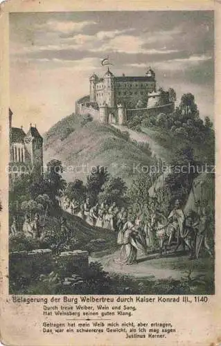 AK / Ansichtskarte  Weinsberg HEILBRONN BW Belagerung der Burg Weibertreu durch Kaiser Konrad III 1140 Kuenstlerkarte