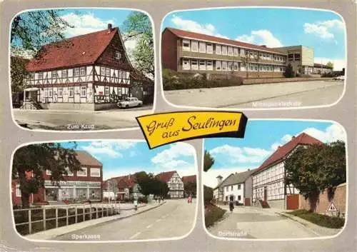 AK / Ansichtskarte  Seulingen Gasthaus Zum Krug Mittelpunktschule Sparkasse Dorfstrasse