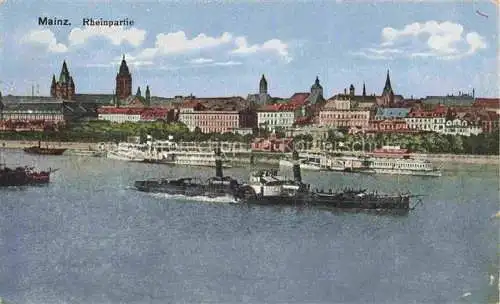 AK / Ansichtskarte  Mainz  Rhein Rheinpartie Dampfer Blick zur Stadt