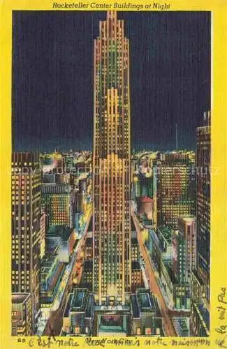 AK / Ansichtskarte  NEW YORK City USA Rockefeller Center Buildings at night Illustration