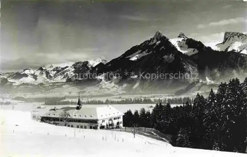 AK / Ansichtskarte  Le Paquier-Montbarry Gruyere FR Carmel de la Vierge Immaculée en hiver et les Alpes