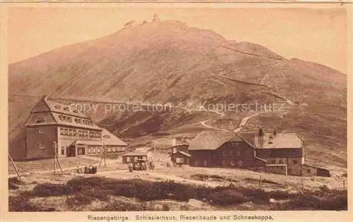 AK / Ansichtskarte  Schlesierhaus Schlesiertalbaude 1400m Riesengebirge PL Bergbauden Blick gegen Schneekoppe