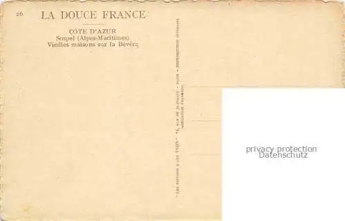 AK / Ansichtskarte  Sospel Nice 06 Alpes-Maritimes Vieilles maisons sur la Bévéra Collection La Douce France