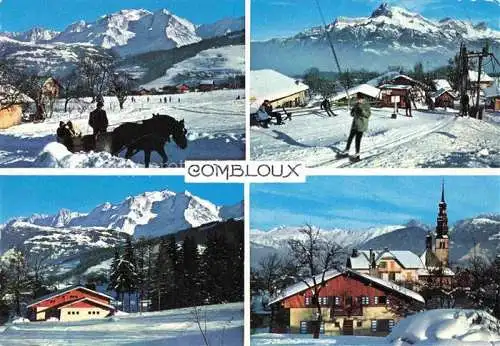 AK / Ansichtskarte  Combloux 74 Haute-Savoie Winterpanorama Pferdeschlitten Schlepplift Berghuette Kirche Wintersportplatz Alpen