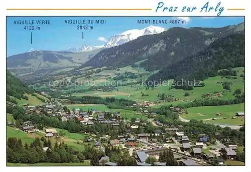 AK / Ansichtskarte  Praz-sur-Arly Vue panoramique sur le village en fond le Mont Blanc vue aérienne