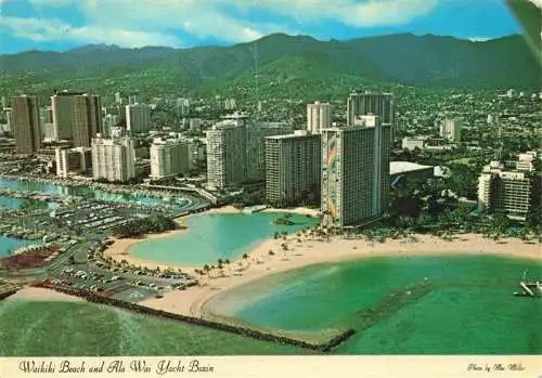 AK / Ansichtskarte  Waikiki Honolulu Hawaii USA Waikiki Beach and Ala Wai Yacht Basin Fliegeraufnahme