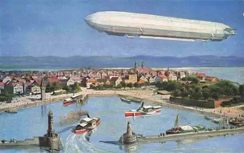 AK / Ansichtskarte  LINDAU  Bodensee Zeppelin ueber Lindau