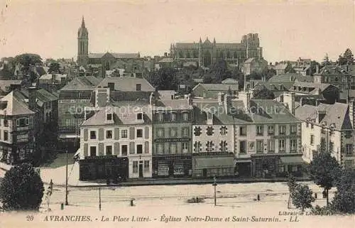 AK / Ansichtskarte  Avranches 50 Manche La Place Littre Eglises Notre Dame et Saint Saturnin