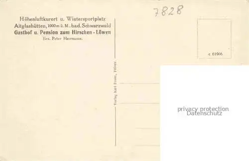 AK / Ansichtskarte  Altglashuetten Feldberg Schwarzwald Gasthof Pension zum Hirschen Loewen