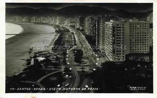 AK / Ansichtskarte  Santos Sao Paulo Brazil Vista noturna da Praia