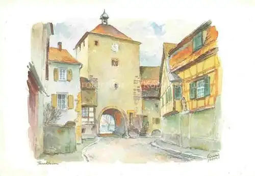 AK / Ansichtskarte  Turckheim Tuerkheim Elsass Colmar 68 Haut-Rhin Stadttor Aquarelle G. Meyer Kuenstlerkarte