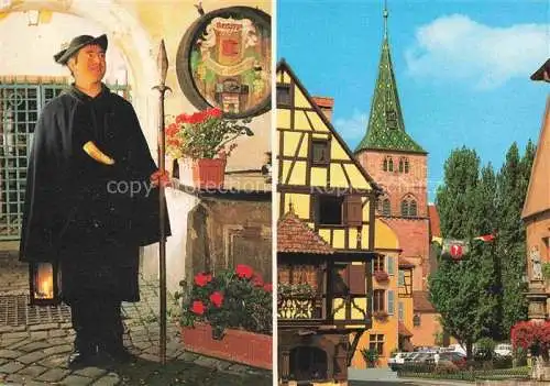 AK / Ansichtskarte  Turckheim Tuerkheim Elsass Colmar 68 Haut-Rhin Le Veilleur de Nuit Place de la Mairie Eglise Maison Schielé à Colombages