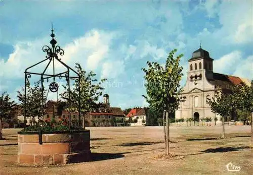 AK / Ansichtskarte  Neuf-Brisach Neu-Breisach 68 Haut-Rhin Place d'Armes Eglise Catholique vieux puits