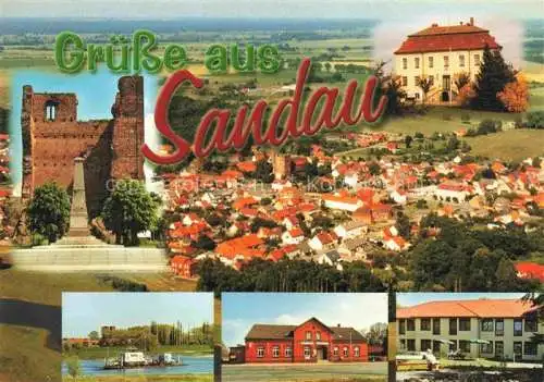 AK / Ansichtskarte  Sandau Luftaufnahme Denkmal Faehre Gebaeude