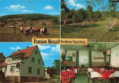 AK / Ansichtskarte  Bergheim Ortenberg Oberhessen Café Pension Wenzel Gastraum Liegewiese Viehweide Kuehe