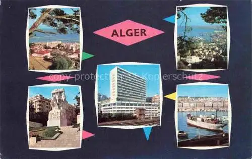 AK / Ansichtskarte  ALGER  Algerie Souvenir de la ville Kuestenpanorama Denkmal Hochhaus Hafen