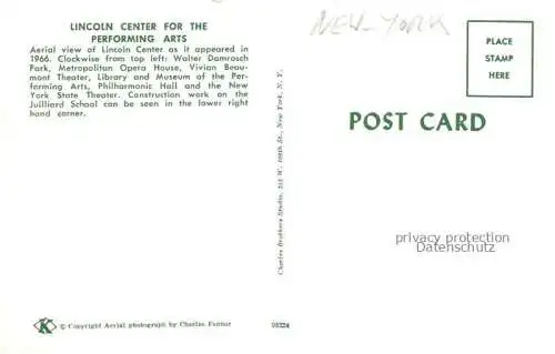 AK / Ansichtskarte  NEW YORK City USA Lincoln Center for the Performing Arts aerial view