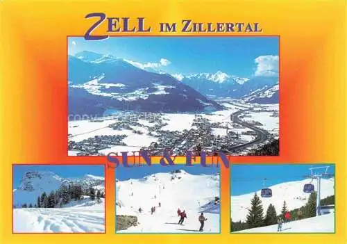 AK / Ansichtskarte  Zell am Ziller Tirol AT Winterpanorama Skigebiet Skipiste Bergbahn