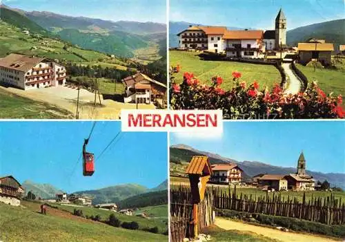 AK / Ansichtskarte  Meransen Muehlbach Suedtirol IT Panorama Bergbahn Ortsansicht mit Kirche Wegekreuz