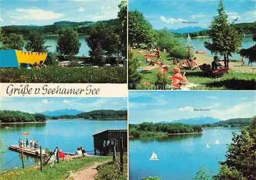 AK / Ansichtskarte  Seeham Campingplatz Seehamer See Badesteg Alpenblick