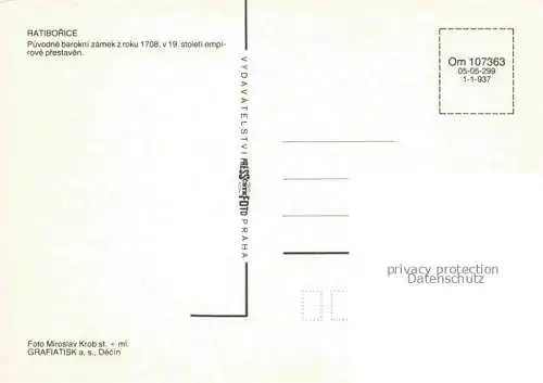 AK / Ansichtskarte  Ratiborice Ratoborschitz Ratiboritz CZ Puvodne barokni zamek z roku 1708 Schloss