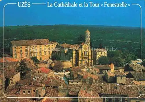 AK / Ansichtskarte  Uzes 30 La Cathédrale et la Tour Fenestrelle vue aérienne