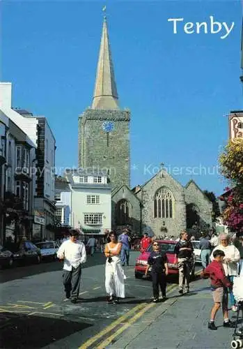 AK / Ansichtskarte  Tenby Pembrokeshire Wales UK High Street Church