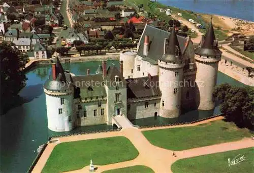 AK / Ansichtskarte  Sully-sur-Loire Vue aérienne du château entoure par la Sange