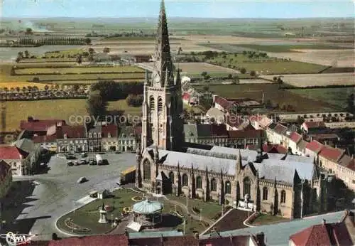 AK / Ansichtskarte  Hondschoote 59 Eglise et le nouveau jardin vue aérienne