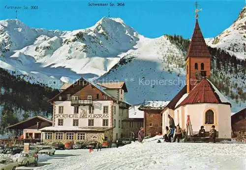 AK / Ansichtskarte  Kurzras Schnalstal Suedtirol IT Sporthotel Kurzras Kirche Wintersportplatz Alpen