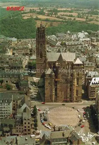 AK / Ansichtskarte  Rodez 12 Aveyron Place d'Armes et la cathédrale vue aérienne