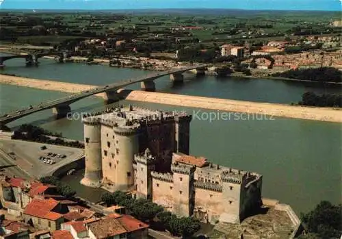 AK / Ansichtskarte  Tarascon ARLES 13 Bouches-du-Rhone Château du Roi René Pont sur le Rhône vue aérienne