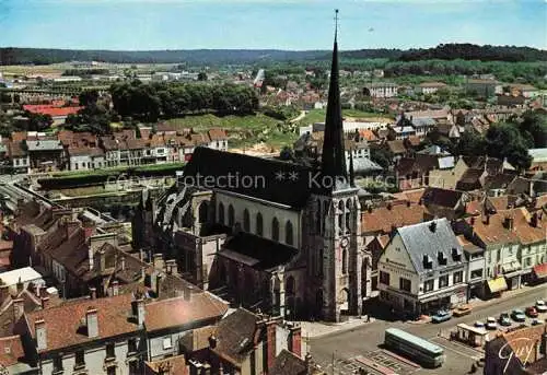 AK / Ansichtskarte  Nemours 77 Seine-et-Marne Eglise Saint Jean Baptiste XVIe siècle Place de la République Rue de Paris vue aérienne